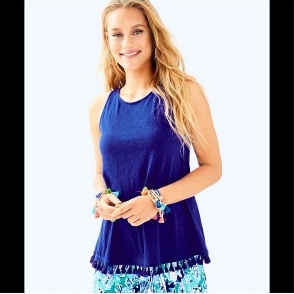 Lilly Pulitzer Rexie Tassel Tank Twilight Blue XS Women
